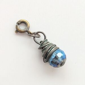 Artisan Made Wire Wrapped Faceted Sparkly Disco Ball Mini Pendant Bracelet Charm